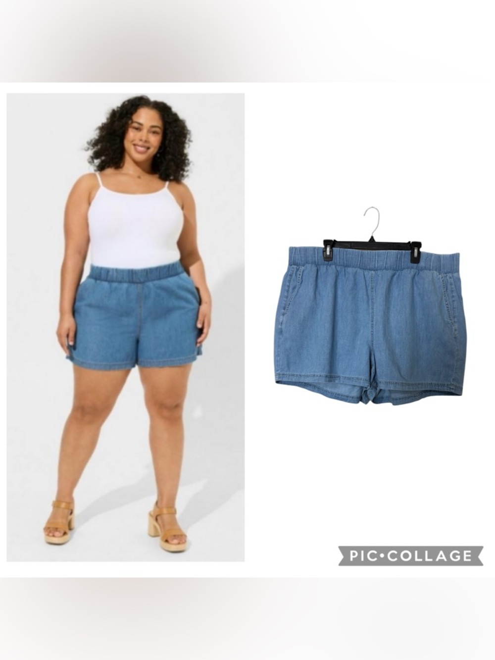 torrid Light Blue Plus Size 3X Cotton Lightweight Denim Pull-On Boxer Shorts